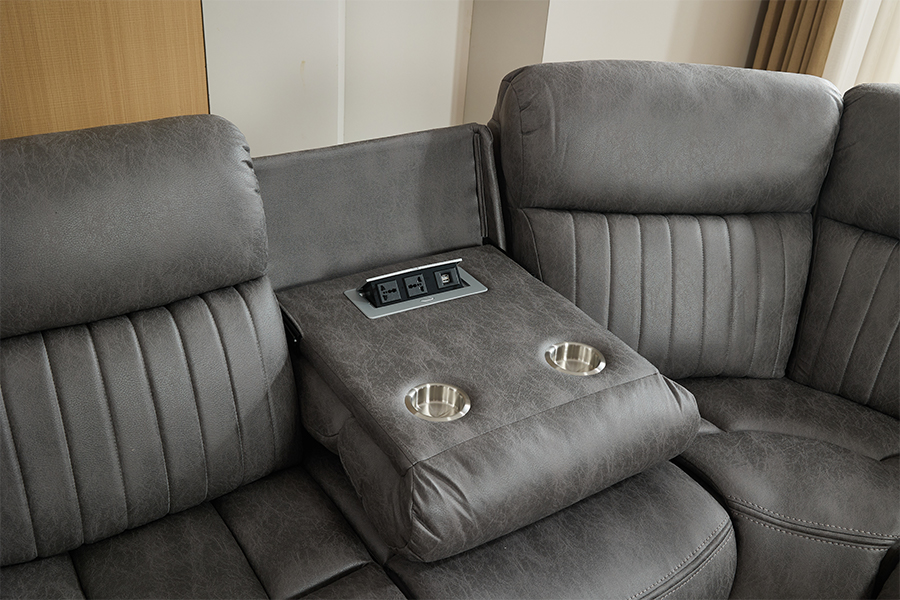 RC-7756 Living Room Power Reclining Section Soffa med osynligt laddningsuttag