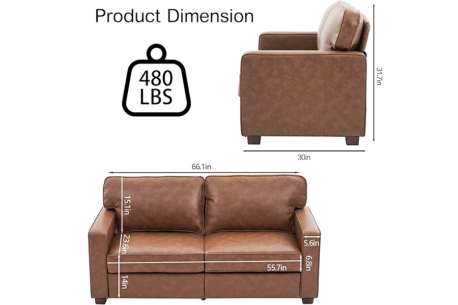 PU konstlädersoffa, stol(SF021-BR-S)/Loveseat(SF021-BR-M)/Soffa(SF021-BR-L)
