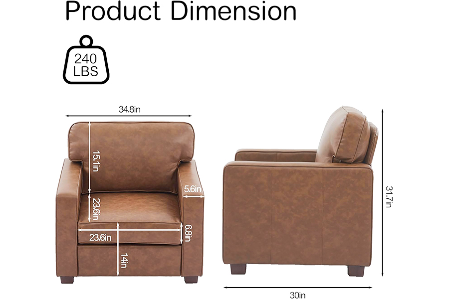 PU konstlädersoffa, stol(SF021-BR-S)/Loveseat(SF021-BR-M)/Soffa(SF021-BR-L)